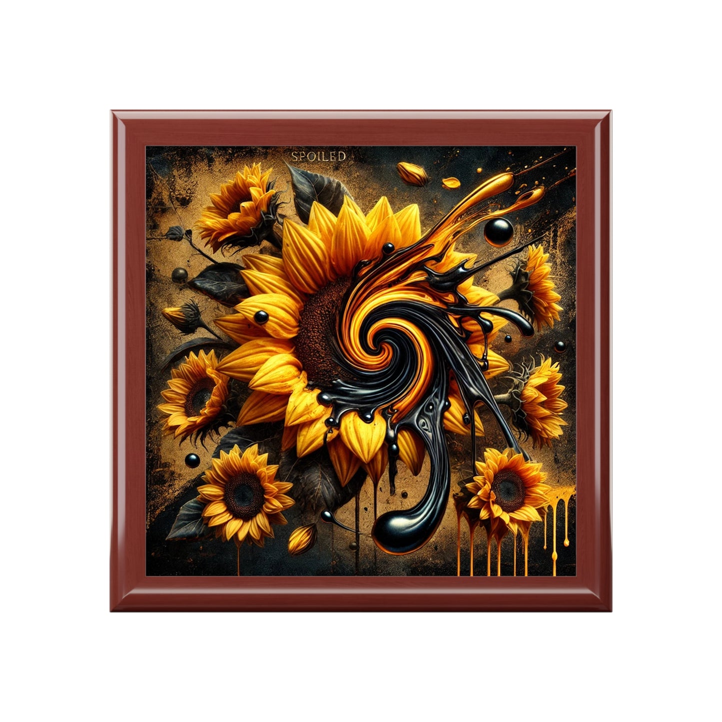 Sunflower Artwork Jewelry Box - Elegant Storage for Treasures