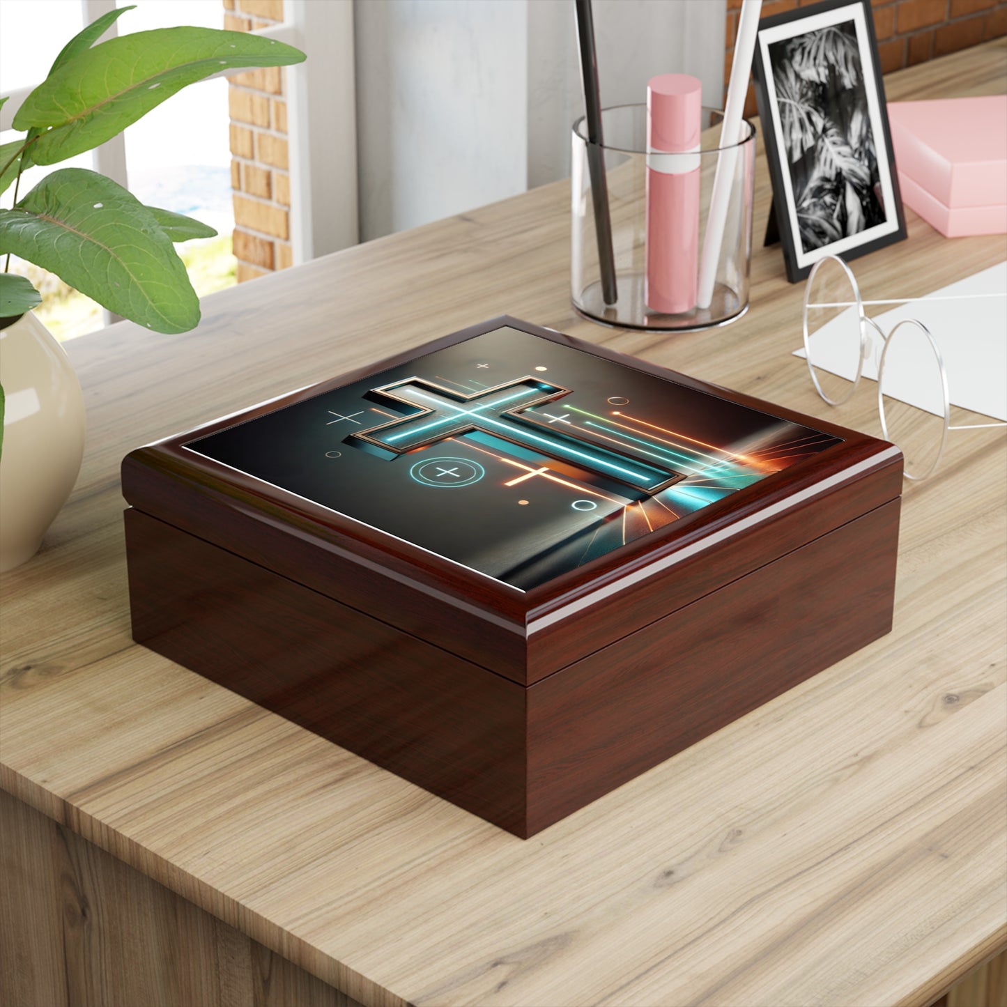 Modern Cross Design Jewelry Box
