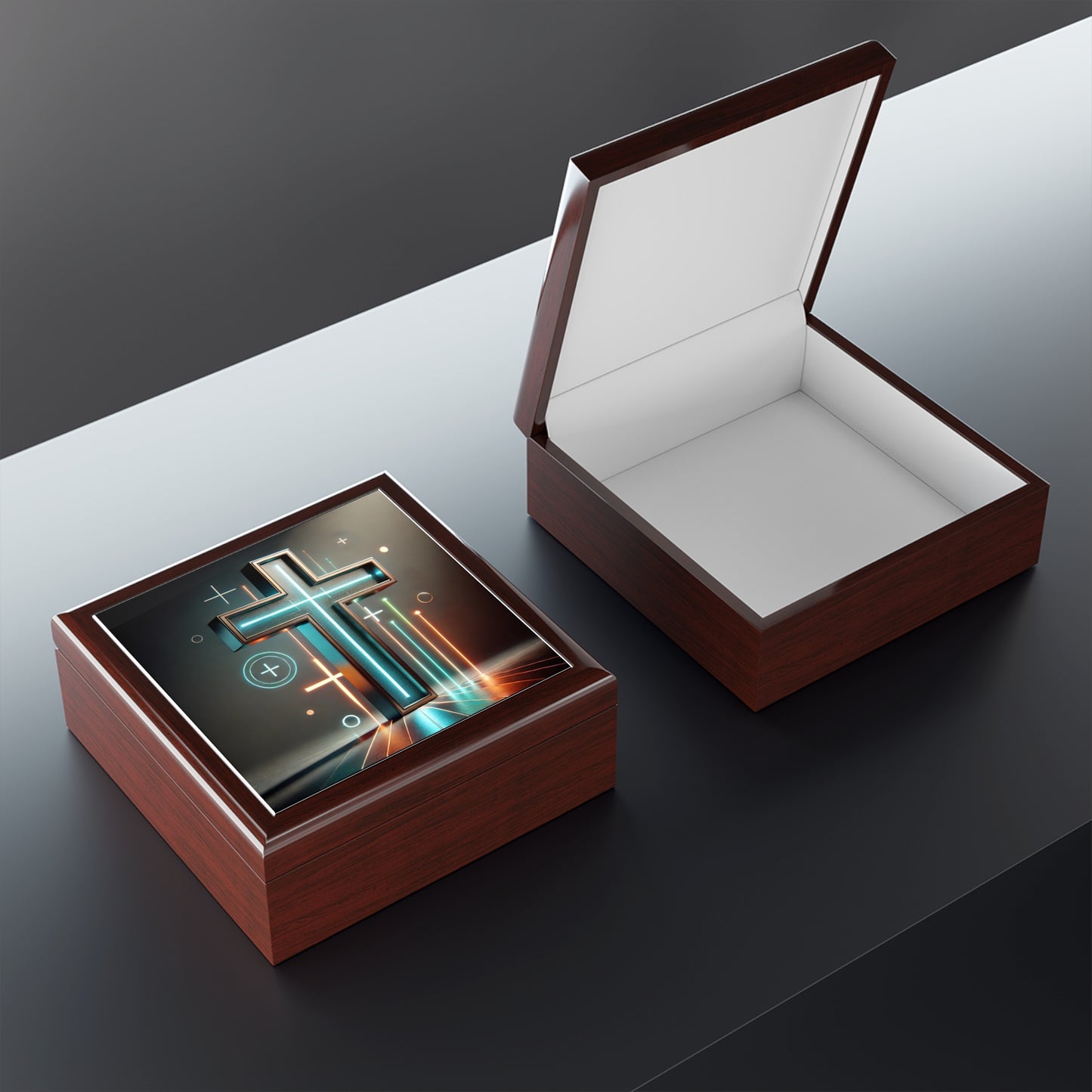 Modern Cross Design Jewelry Box