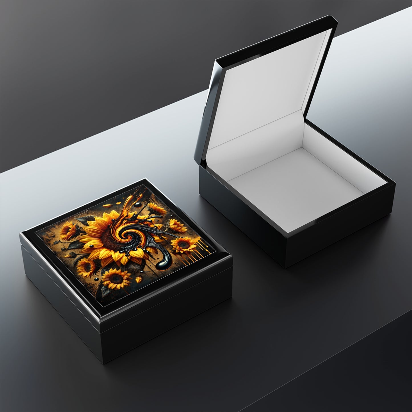 Sunflower Artwork Jewelry Box - Elegant Storage for Treasures