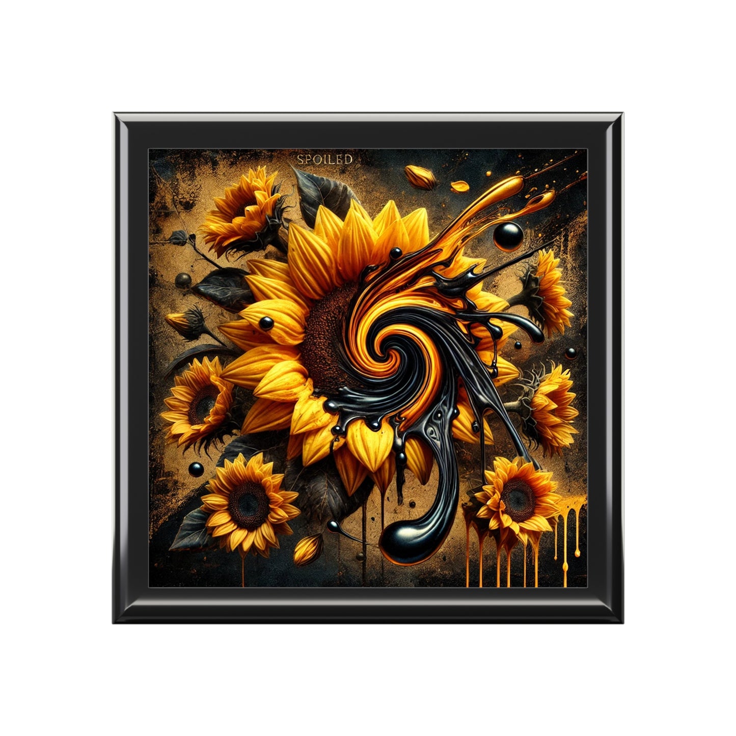Sunflower Artwork Jewelry Box - Elegant Storage for Treasures