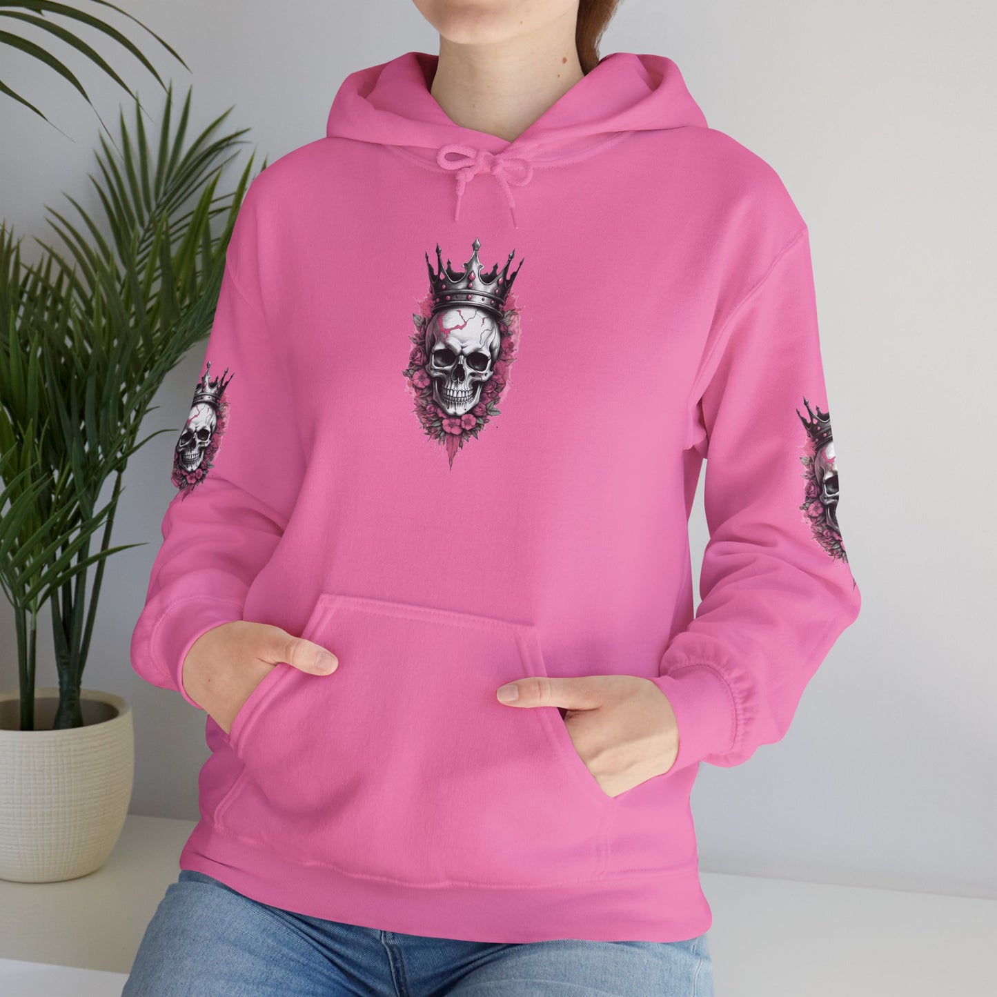 Skull Crown Unisex Hooded Sweatshirt - Edgy Streetwear for Fall/Winter Apparel