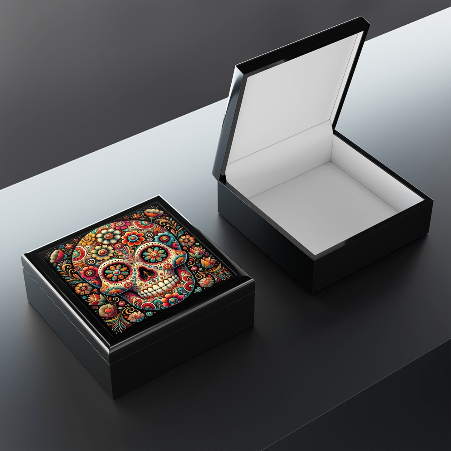 Colorful Sugar Skull Jewelry Box - Elegant Keepsake Organizer