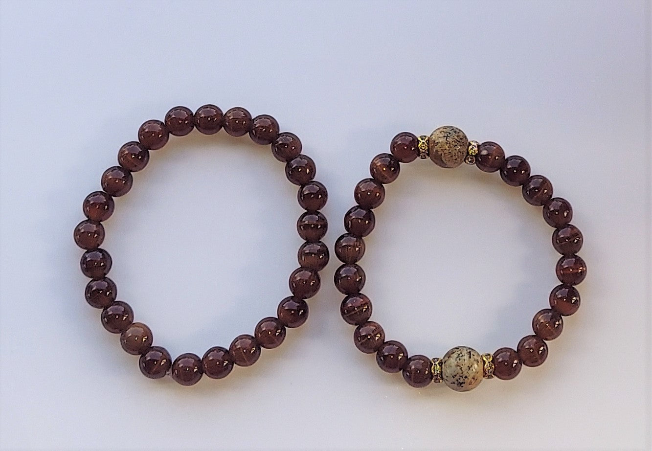 Brown Tiger Eye Quartz Beaded Bracelet (2pc)
