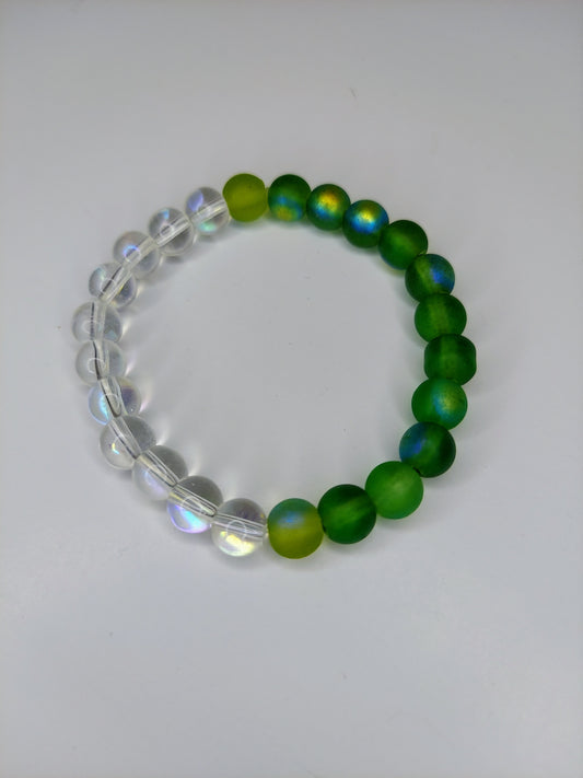Green and Clear Beaded Bracelet