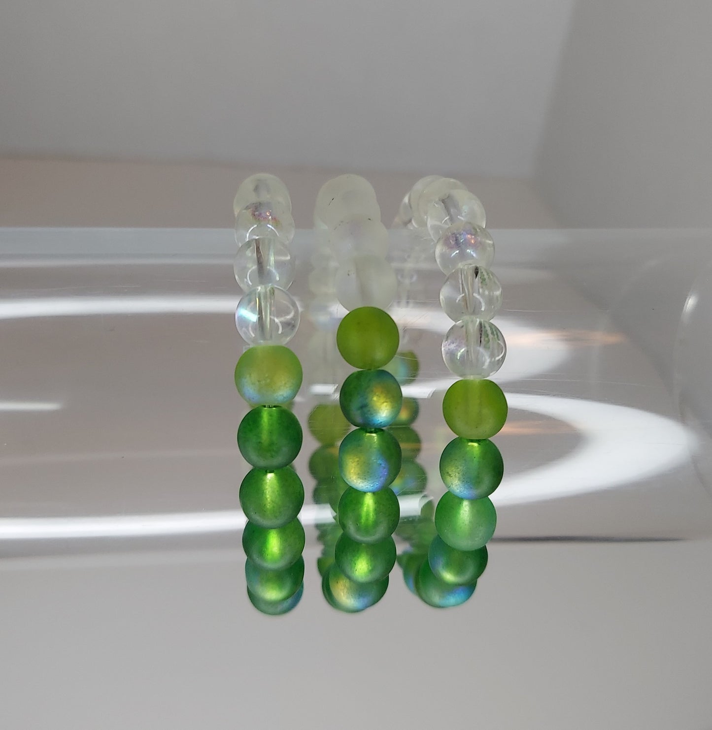 Green and Clear Beaded Bracelet