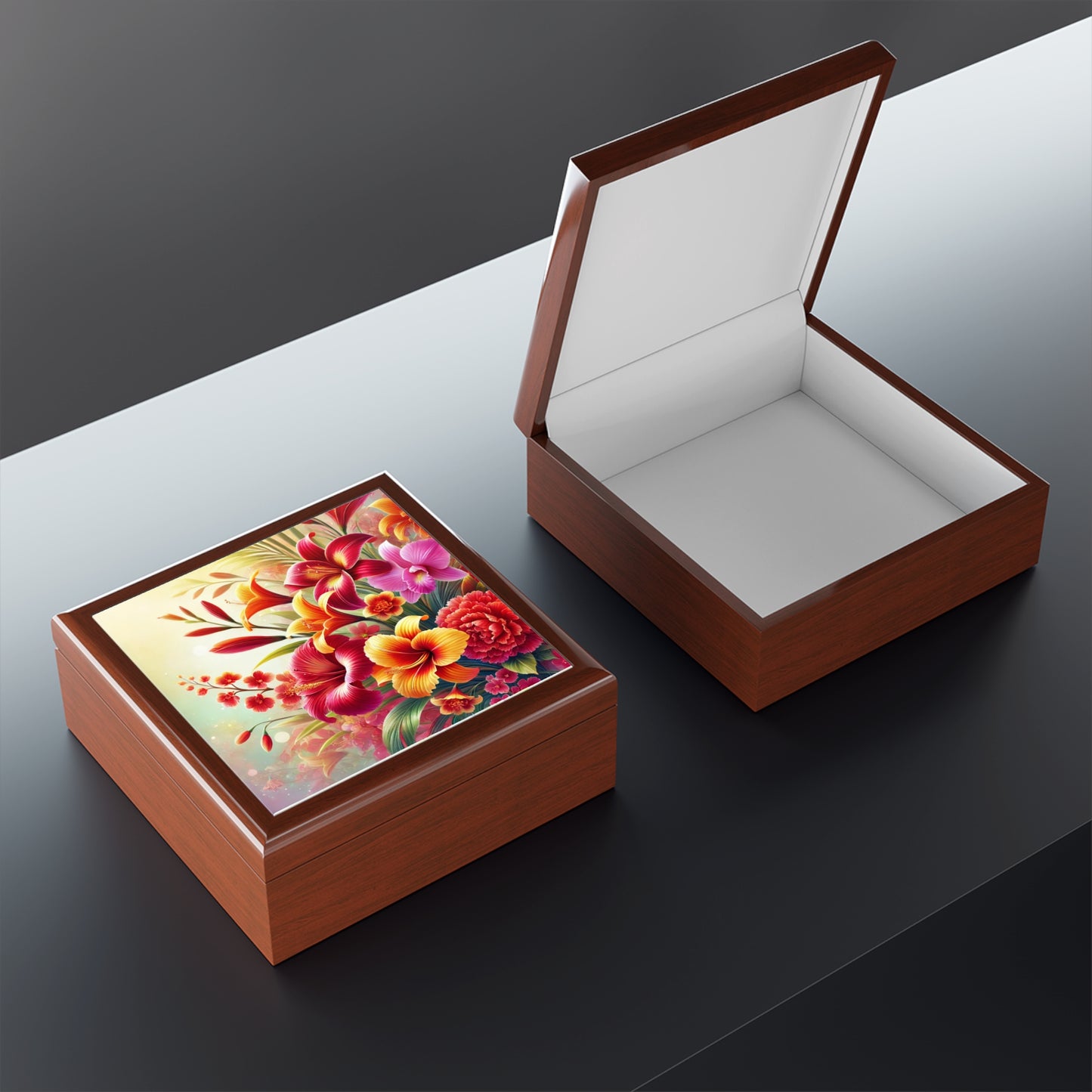 Elegant Floral Jewelry Box - Vibrant Storage for Accessories