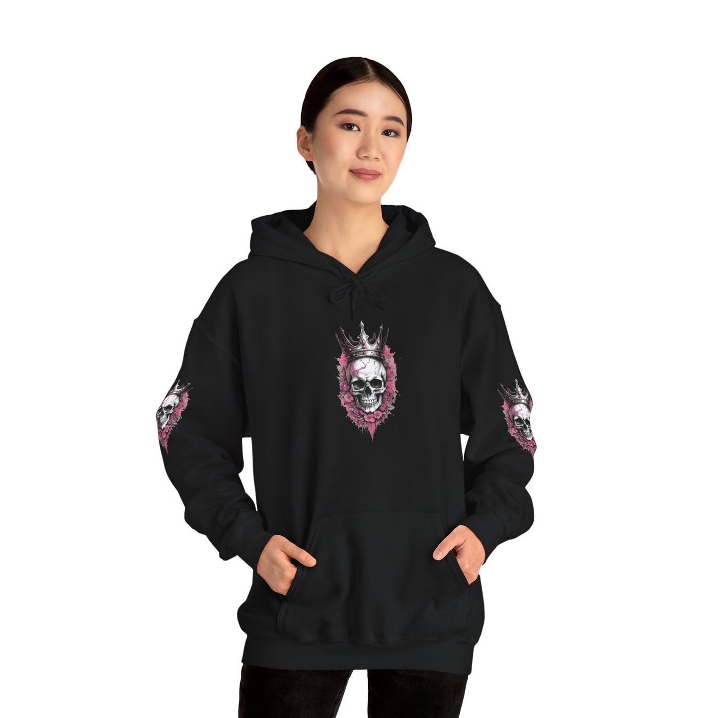 Skull Crown Unisex Hooded Sweatshirt - Edgy Streetwear for Fall/Winter Apparel