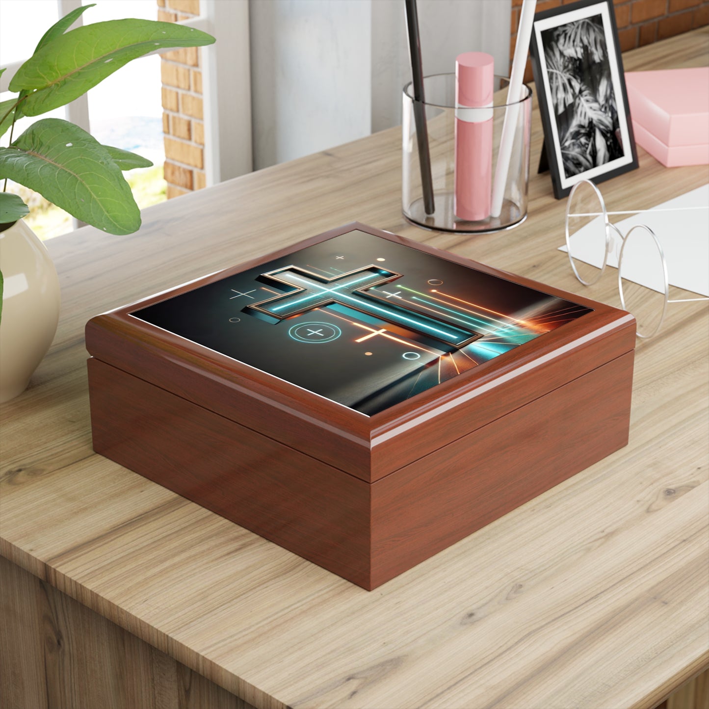 Modern Cross Design Jewelry Box