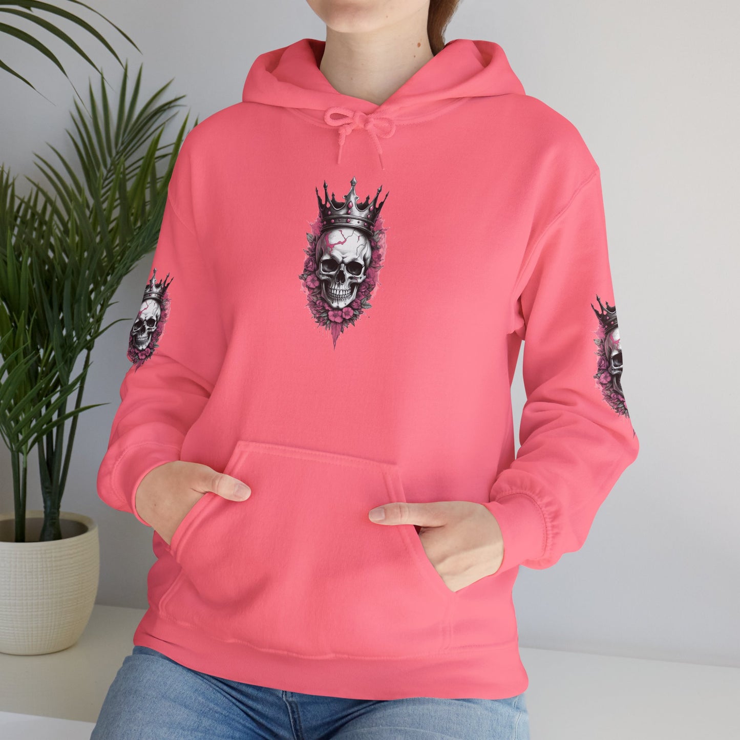 Skull Crown Unisex Hooded Sweatshirt - Edgy Streetwear for Fall/Winter Apparel