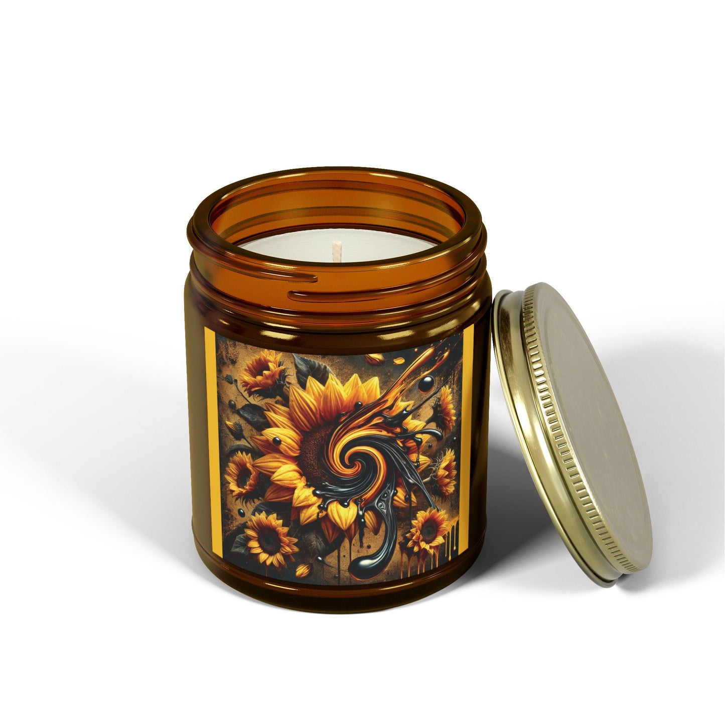 Sunflower Madness Scented Candles - Coconut Apricot Wax (4oz, 9oz) - Aromatherapy Decor for Home, Gifts & Occasions