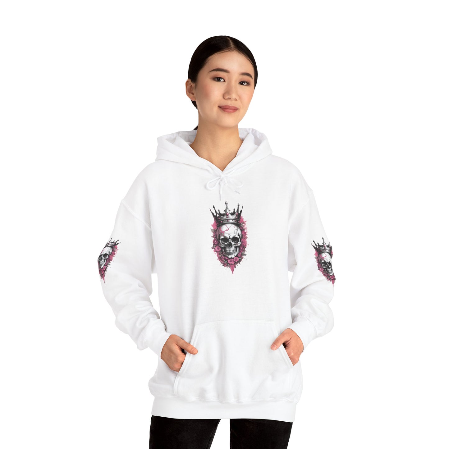 Skull Crown Unisex Hooded Sweatshirt - Edgy Streetwear for Fall/Winter Apparel