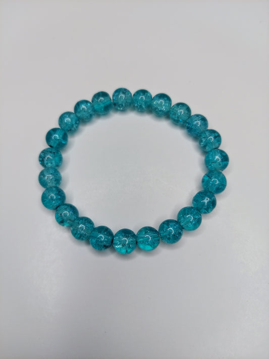 Turquoise Crackle Glass Beaded Bracelet