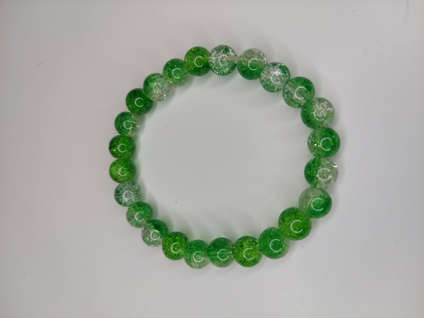 Green Crackle Glass Beaded Bracelet