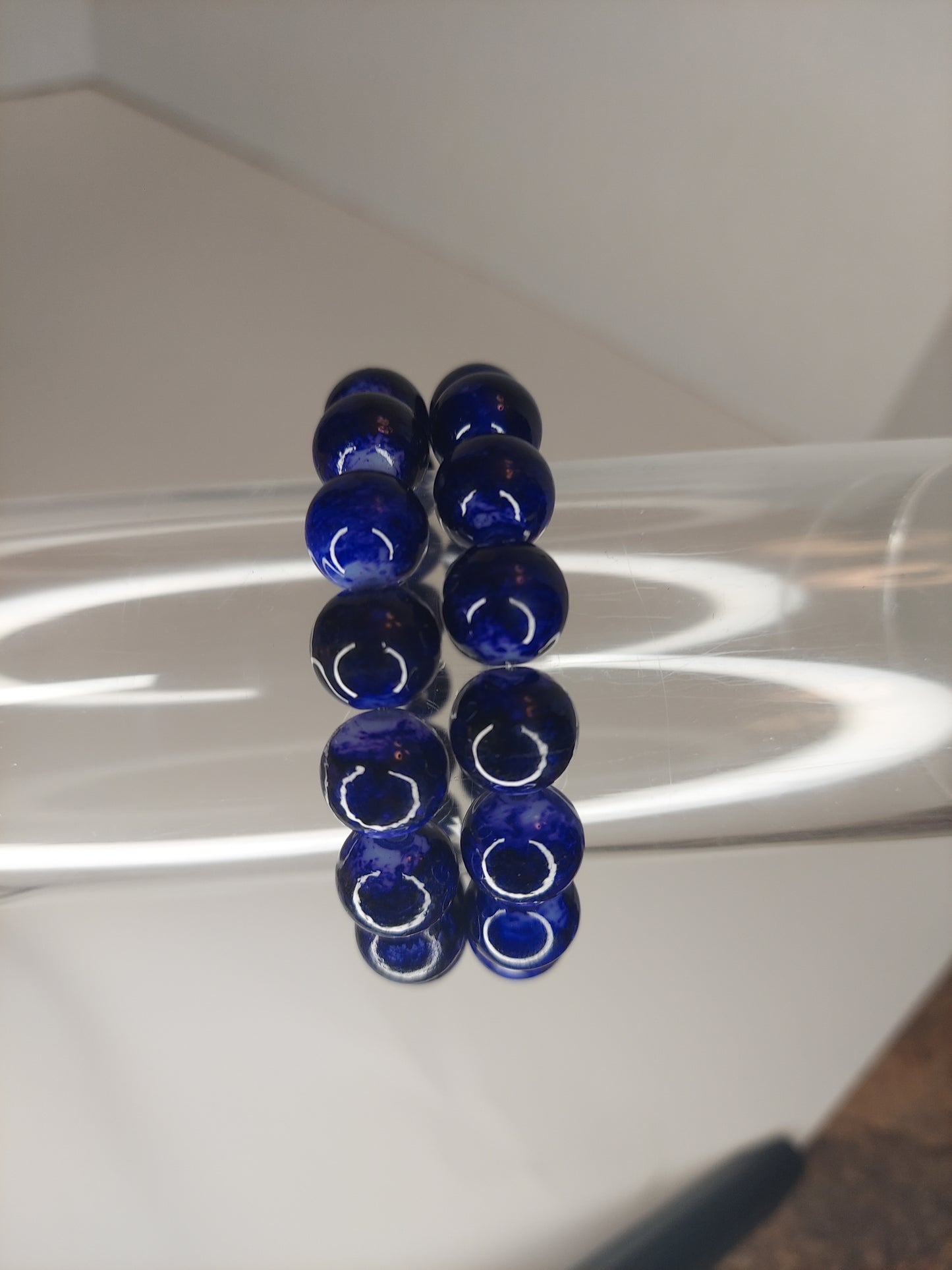 Midnight Blue 12mm Glass Beaded Bracelet