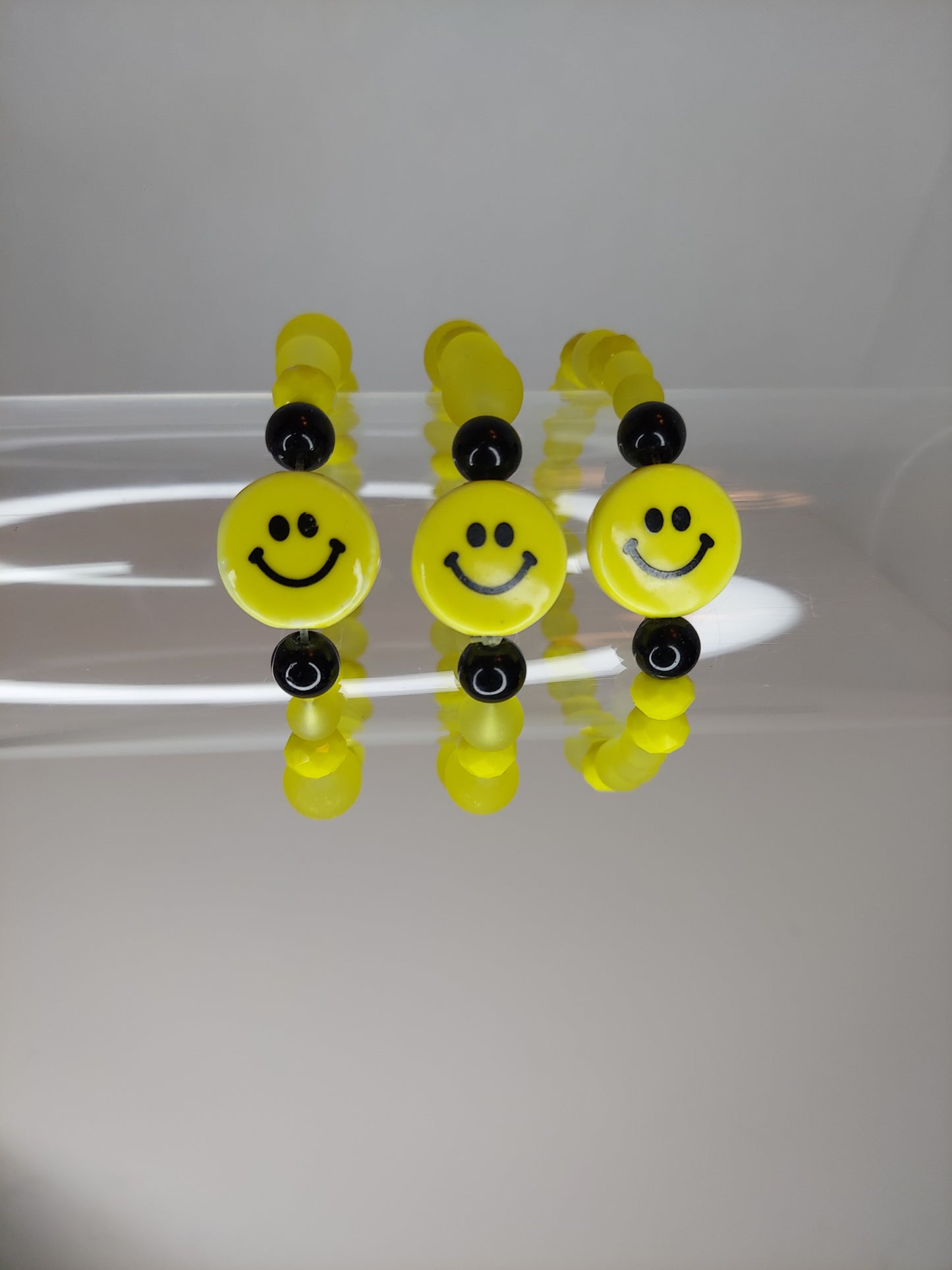 Yellow Smiley Face Beaded Bracelet