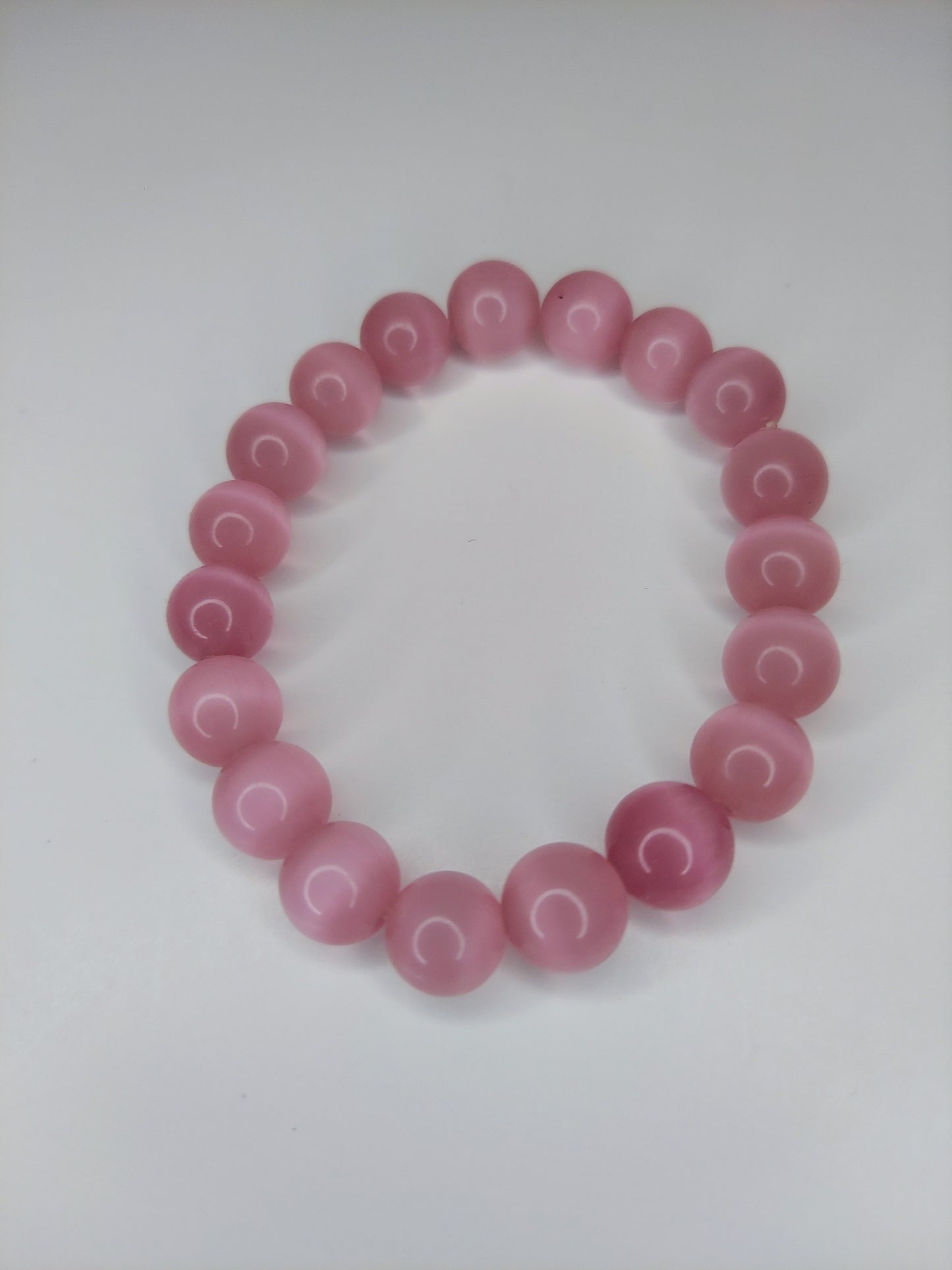 Pink Tigers Eye Quartz 10mm Glass Beaded Bracelet