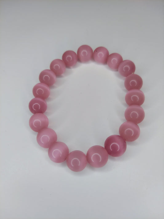 Pink Tigers Eye Quartz 10mm Glass Beaded Bracelet