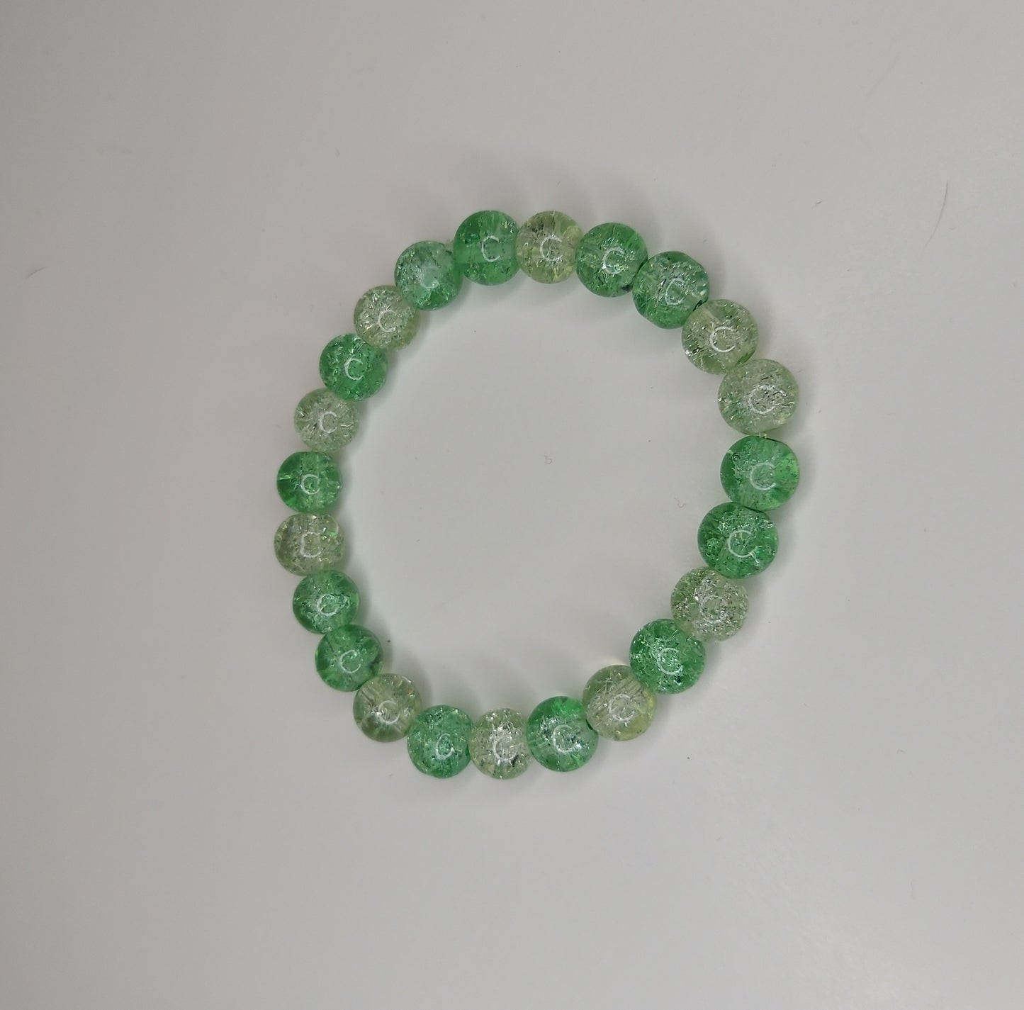 Green (Light Green) Crackle Glass Beaded Bracelet
