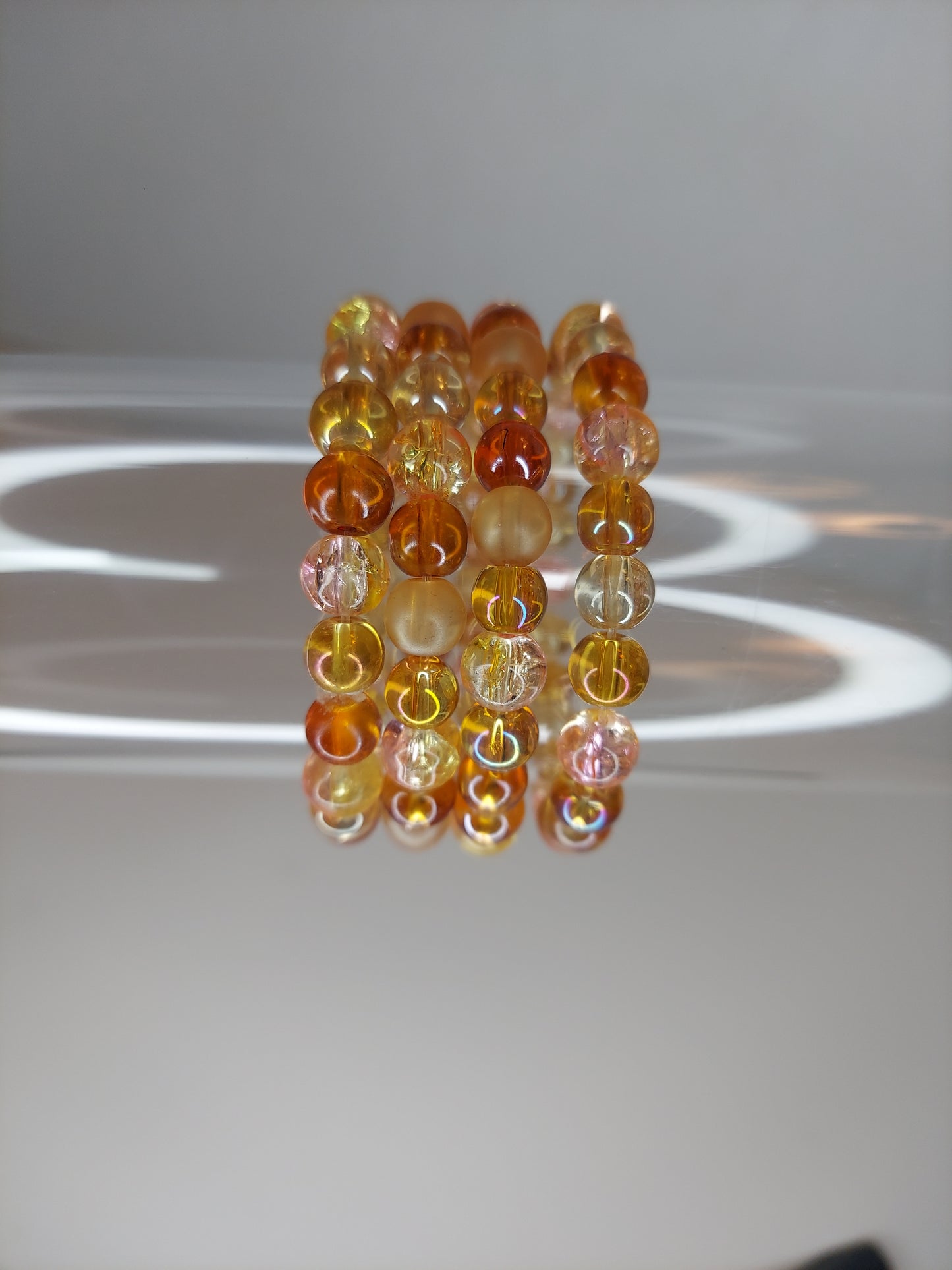 Orange Crackle Glass Beaded Bracelet