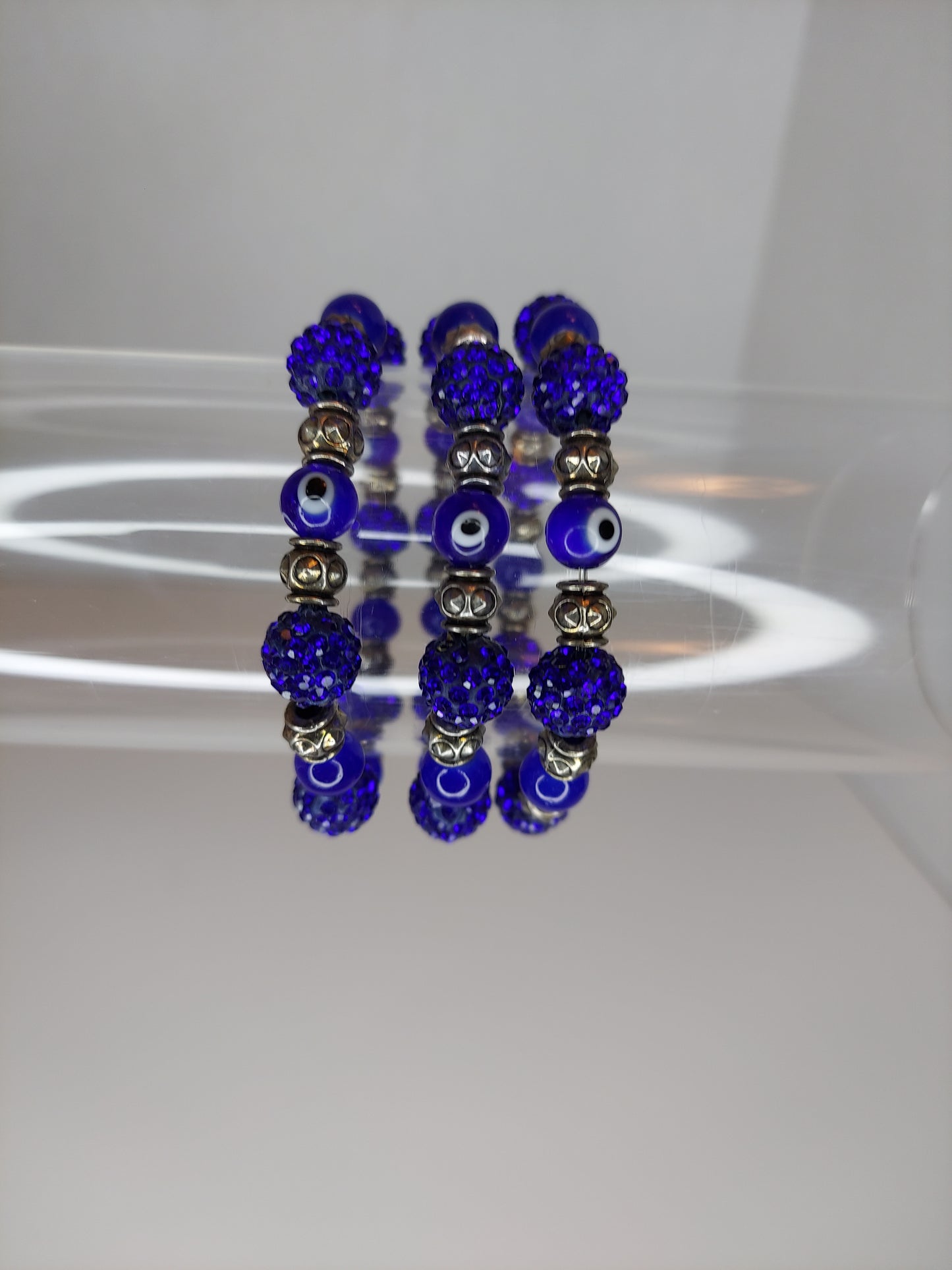 Blue and Metal Evil Eye Beaded Bracelet