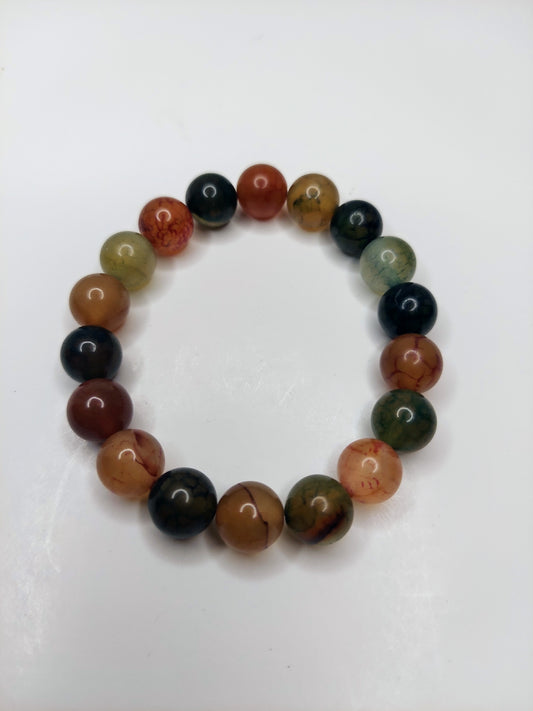 Earth Tones Agate Beaded Bracelet