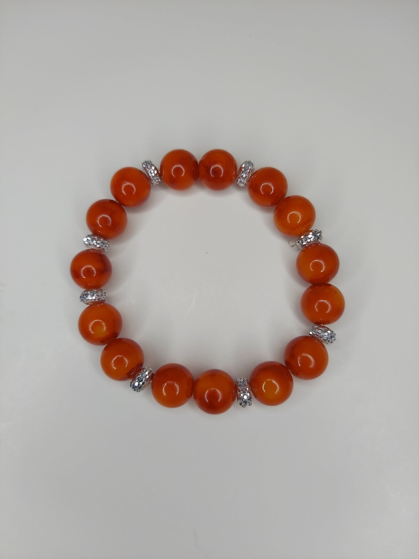 Orange Glass 10mm Beaded Bracelet