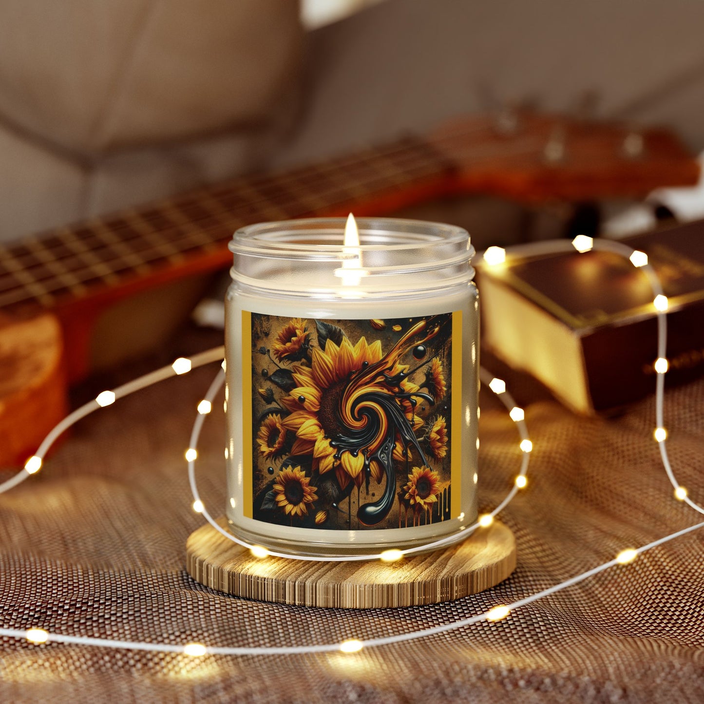 Sunflower Madness Scented Candles - Coconut Apricot Wax (4oz, 9oz) - Aromatherapy Decor for Home, Gifts & Occasions