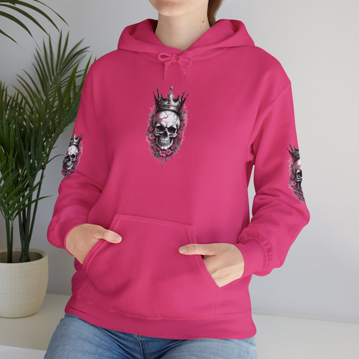 Skull Crown Unisex Hooded Sweatshirt - Edgy Streetwear for Fall/Winter Apparel