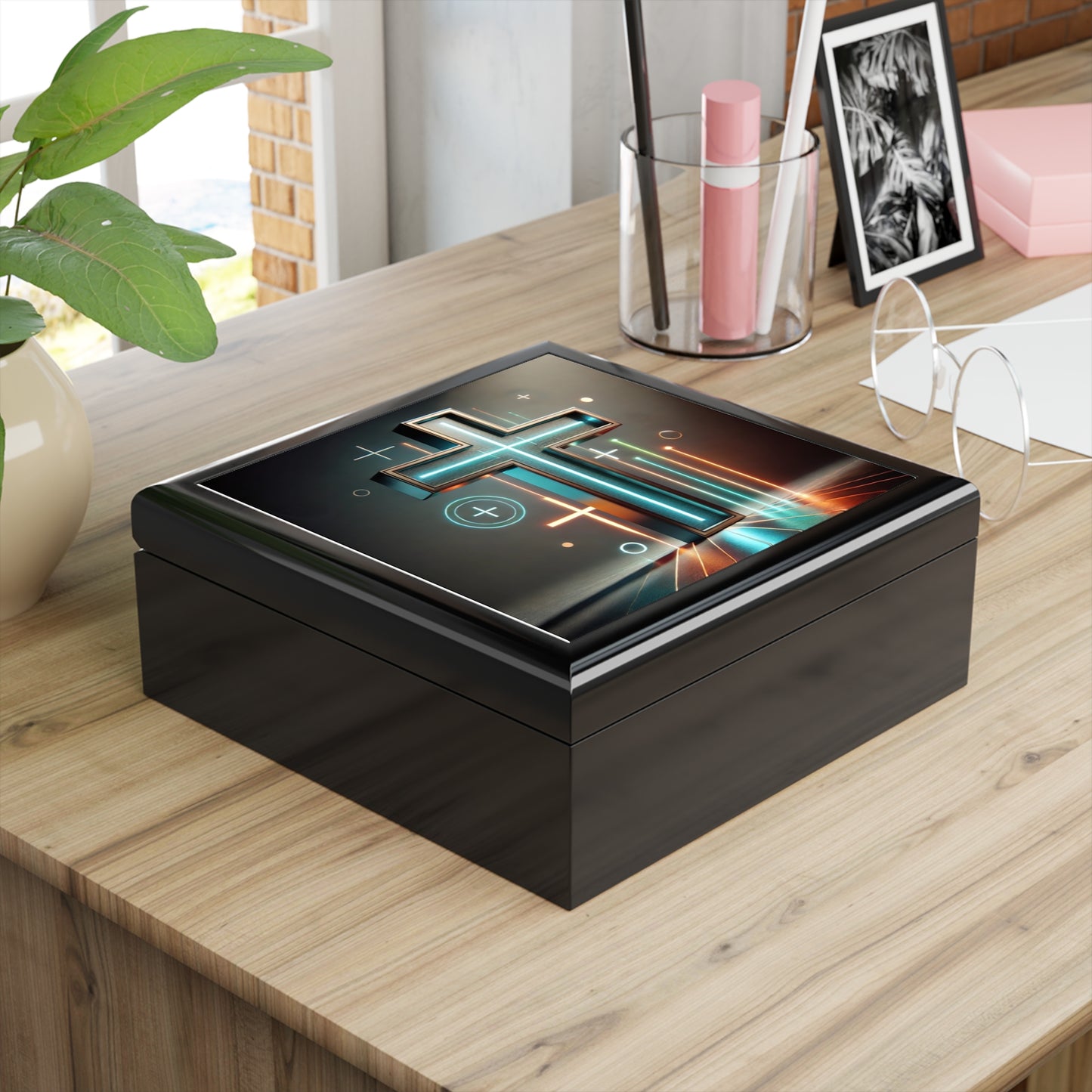 Modern Cross Design Jewelry Box