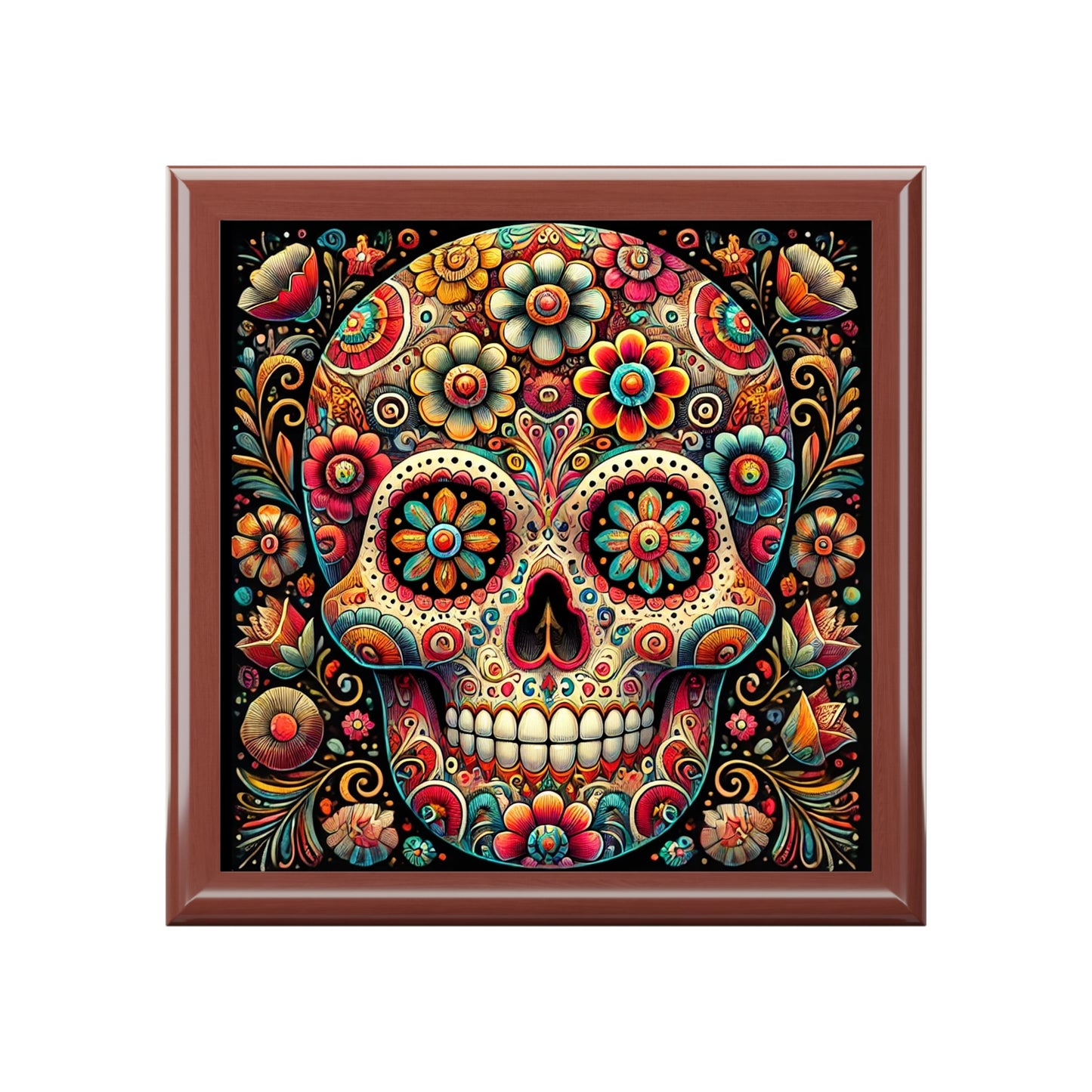 Colorful Sugar Skull Jewelry Box - Elegant Keepsake Organizer