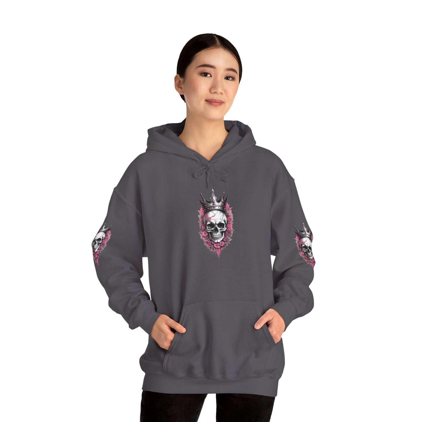 Skull Crown Unisex Hooded Sweatshirt - Edgy Streetwear for Fall/Winter Apparel