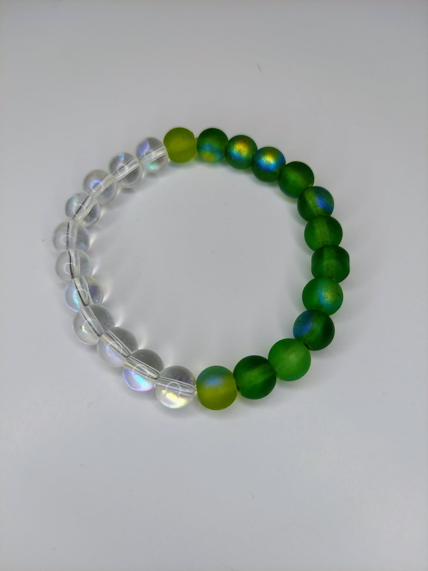 Green and Clear Beaded Bracelet
