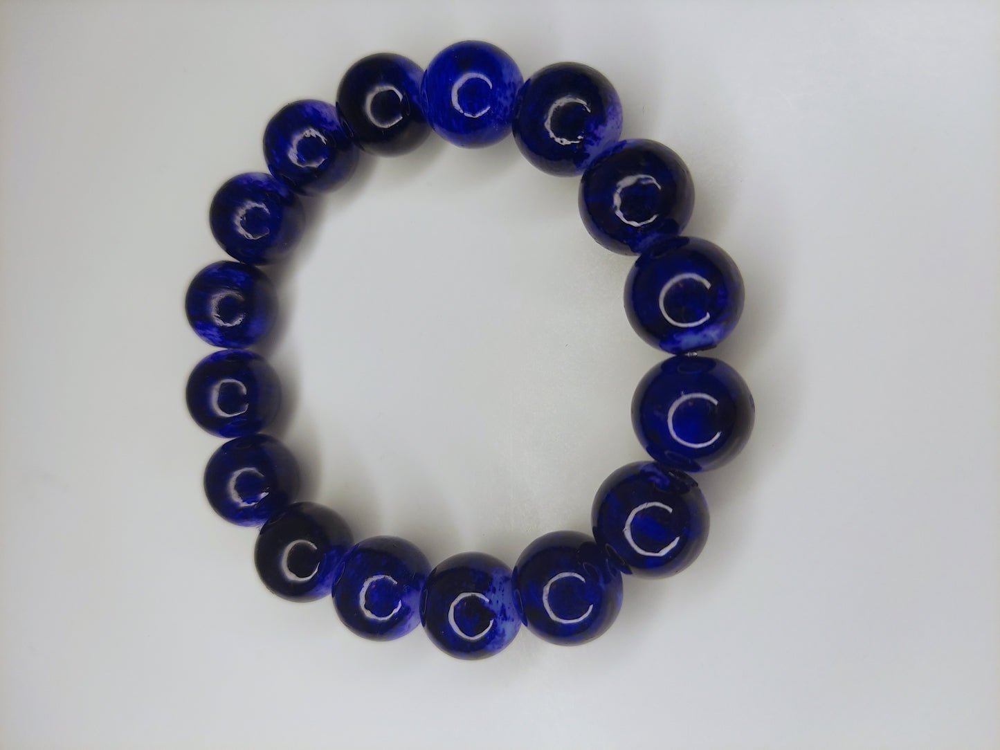 Midnight Blue 12mm Glass Beaded Bracelet