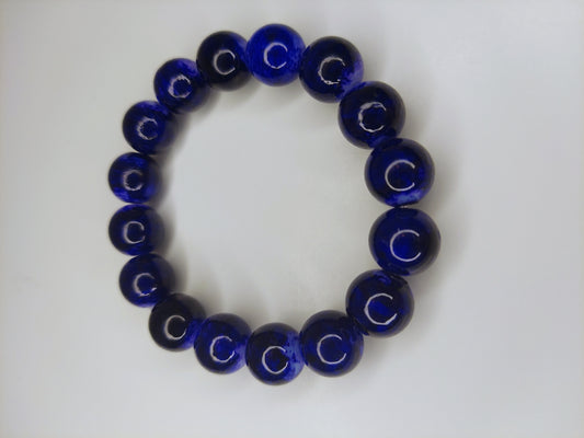 Midnight Blue 12mm Glass Beaded Bracelet