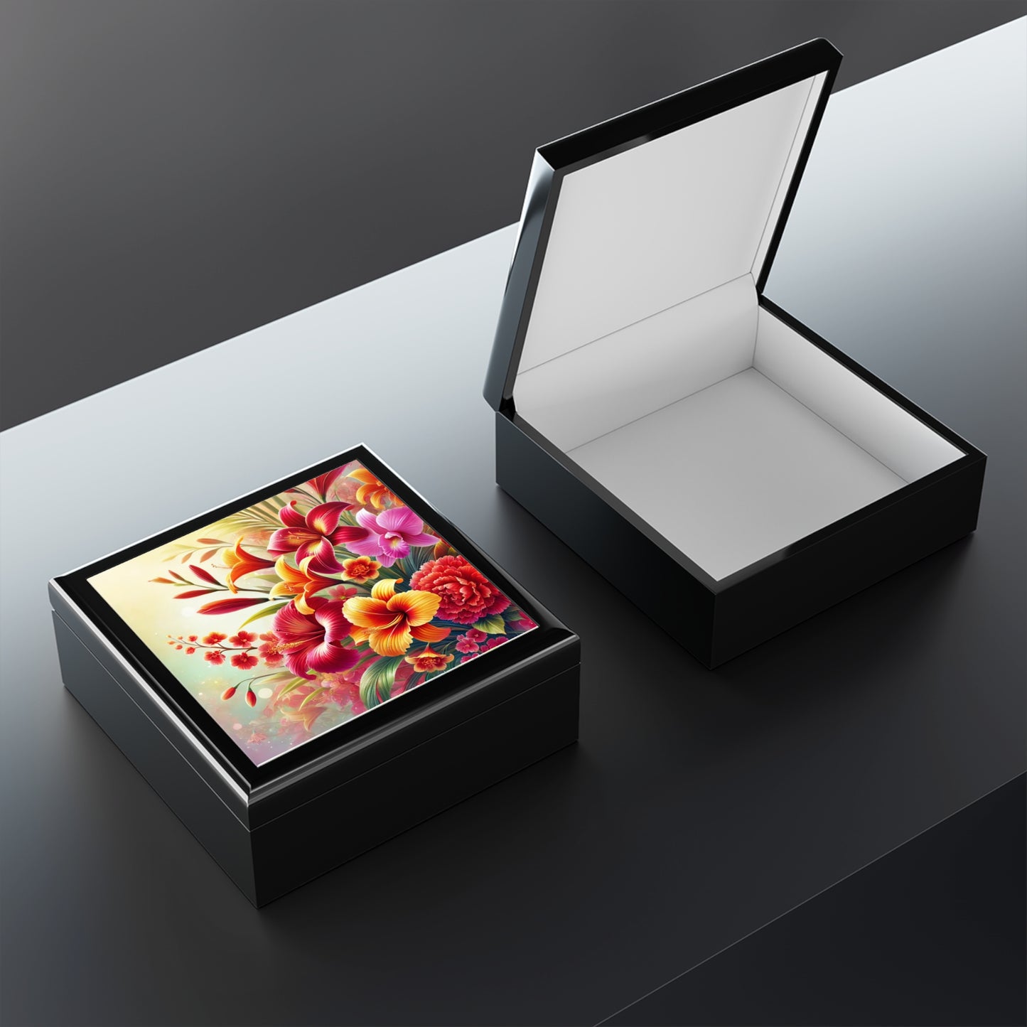 Elegant Floral Jewelry Box - Vibrant Storage for Accessories