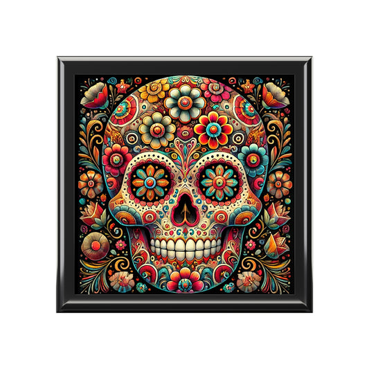 Colorful Sugar Skull Jewelry Box - Elegant Keepsake Organizer