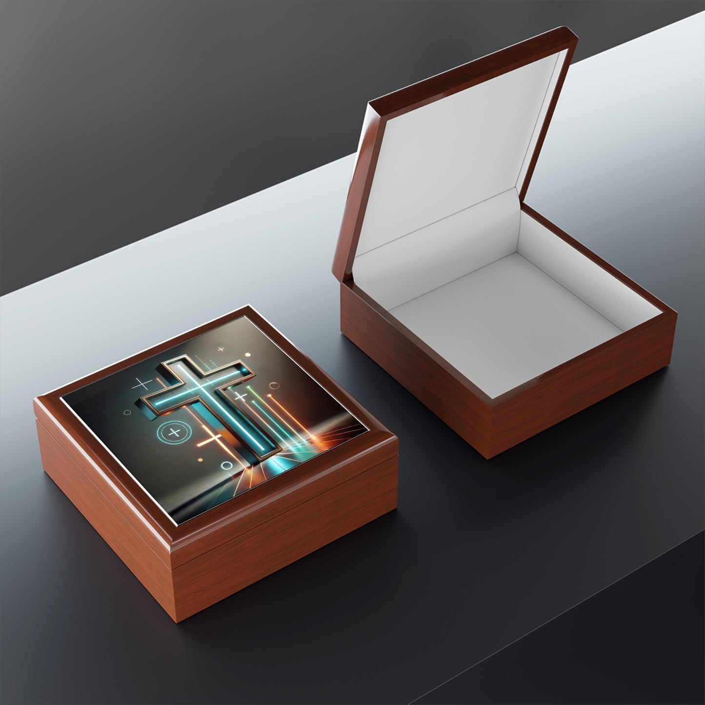 Modern Cross Design Jewelry Box