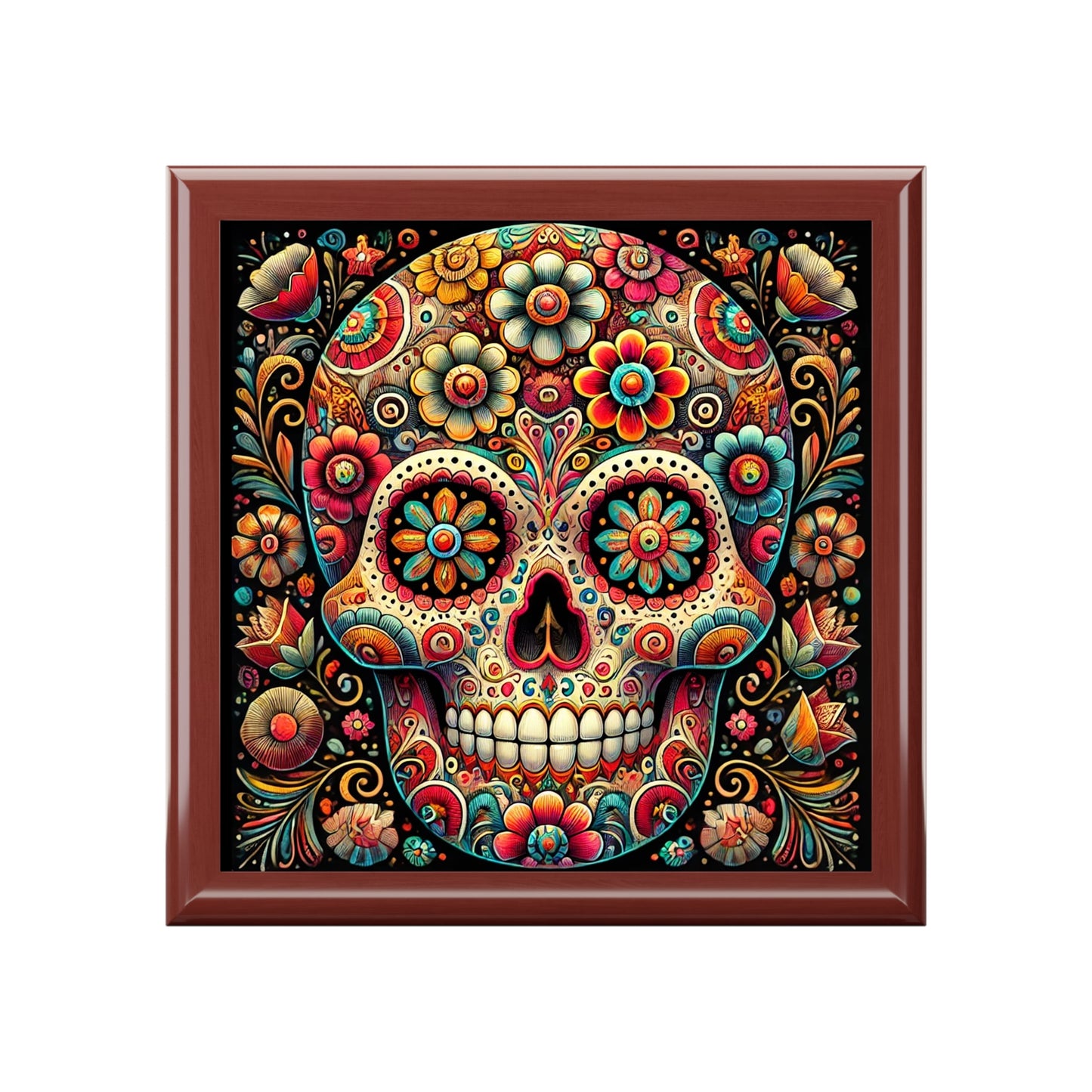 Colorful Sugar Skull Jewelry Box - Elegant Keepsake Organizer