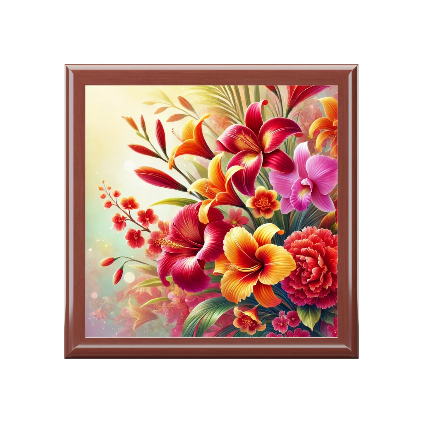 Elegant Floral Jewelry Box - Vibrant Storage for Accessories