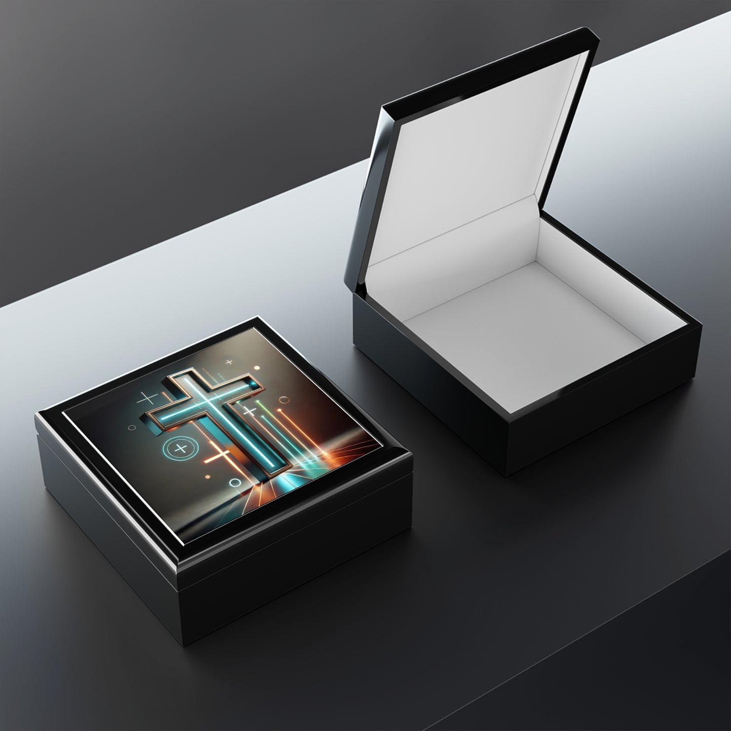 Modern Cross Design Jewelry Box