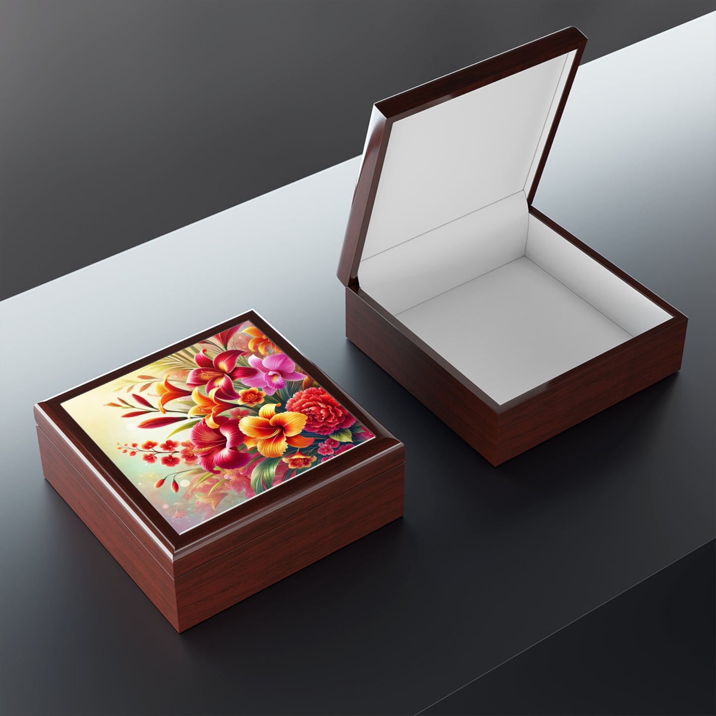 Elegant Floral Jewelry Box - Vibrant Storage for Accessories