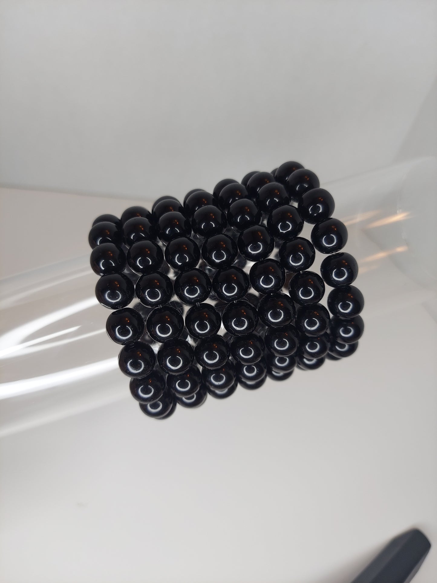 Black Glass 10mm Beaded Bracelet (1pc)
