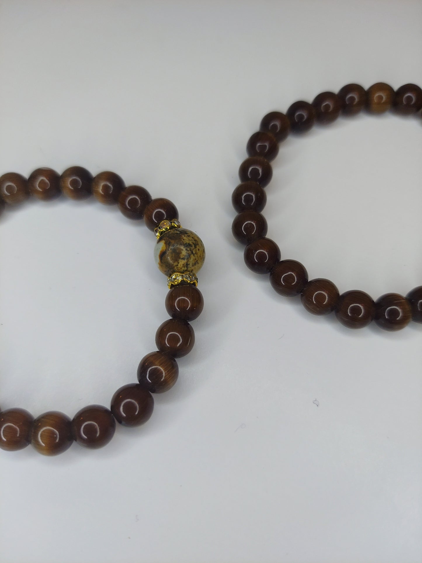 Brown Tiger Eye Quartz Beaded Bracelet (2pc)