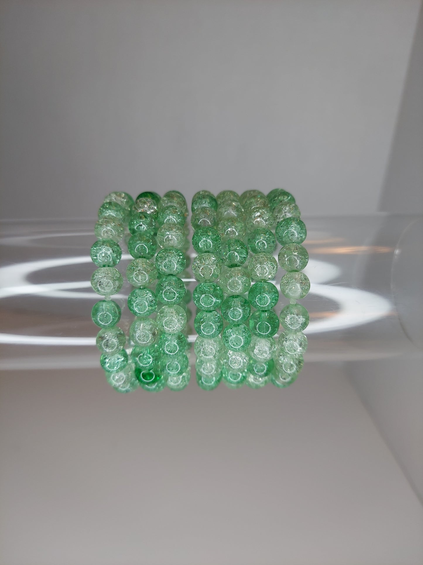 Green (Light Green) Crackle Glass Beaded Bracelet
