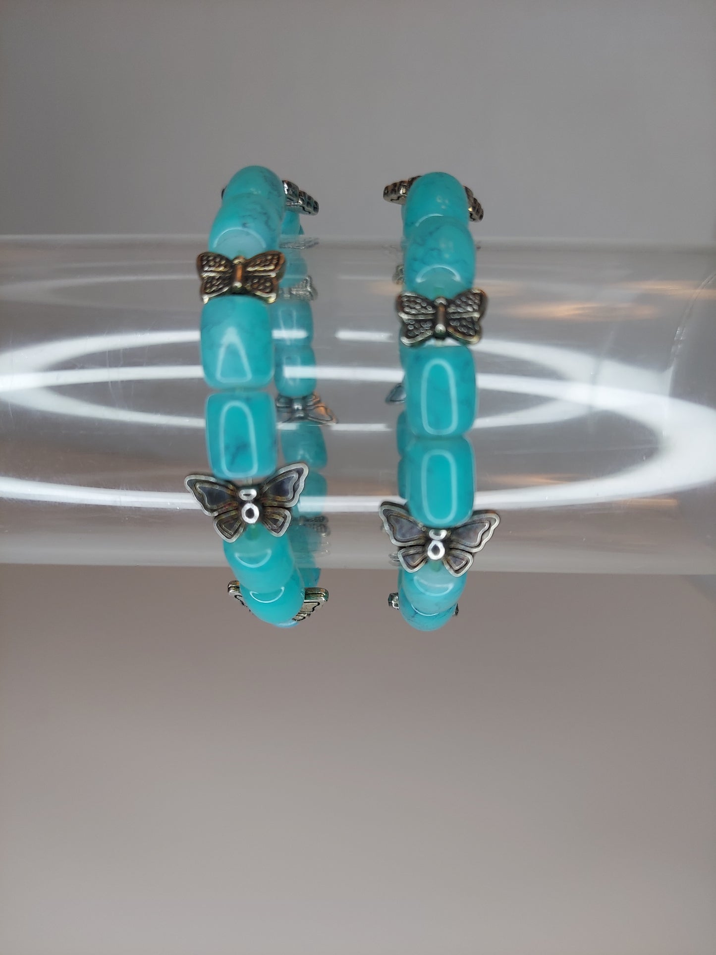 Turquoise and Butterfly Beaded Bracelet (1pc)