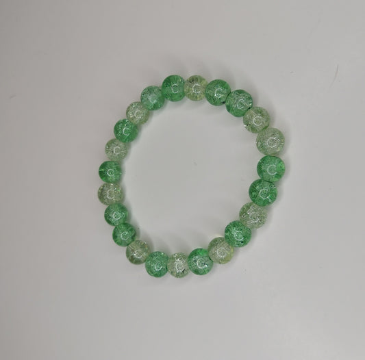 Green (Light Green) Crackle Glass Beaded Bracelet