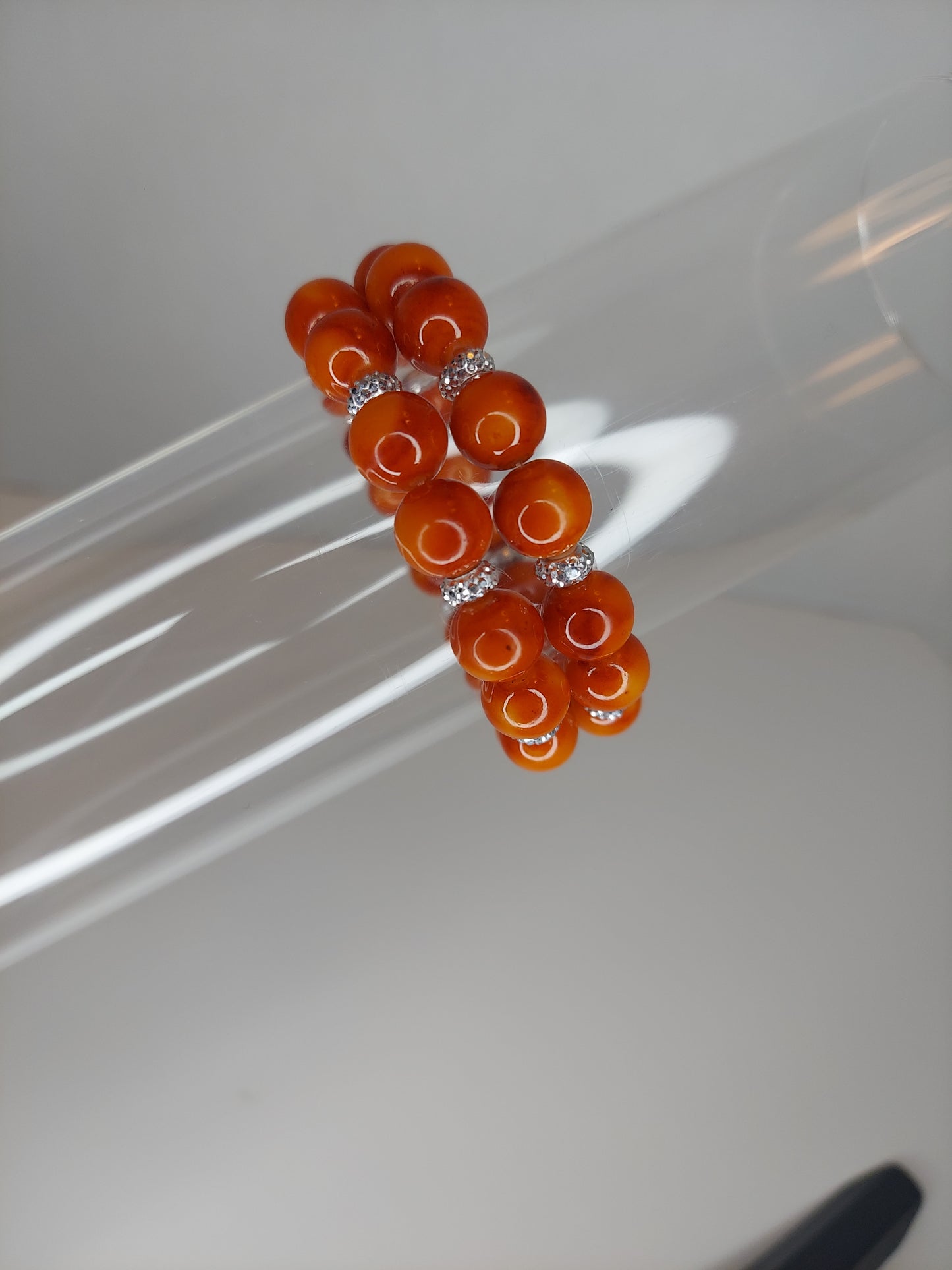 Orange Glass 10mm Beaded Bracelet