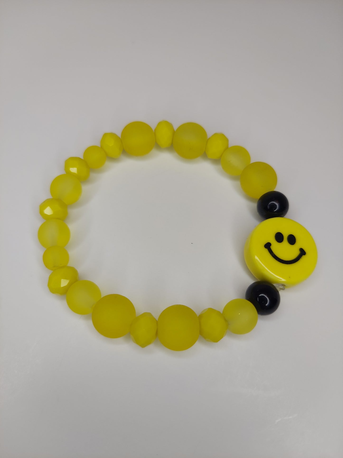 Yellow Smiley Face Beaded Bracelet