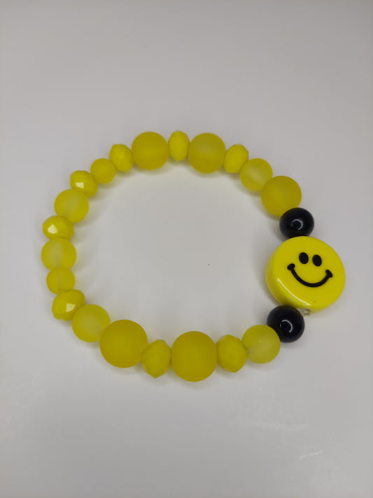 Yellow Smiley Face Beaded Bracelet